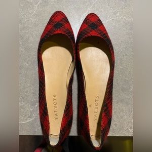 black and red plaid talbots flats size 9M leather and wool
